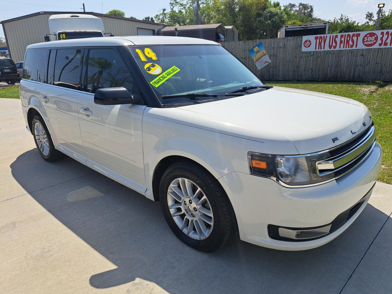 2014 White Ford Flex SEL FWD (2FMGK5C85EB) with an 3.5L V6 DOHC 24V engine, Automatic Overdrive transmission, located at 1181 Aurora Rd, Melbourne, FL, 32935, (321) 241-1100, 28.132914, -80.639175 - Photo #2