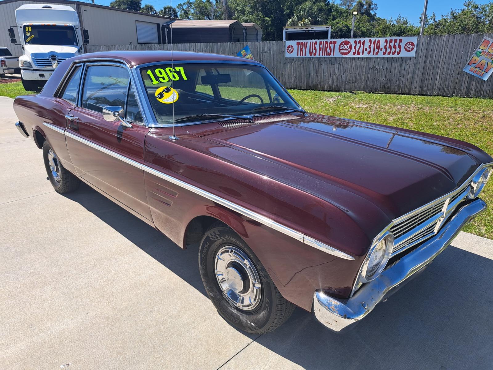 1967 BURGUNDY Ford FALCON (7B20T162027) with an 6-CYLINDER engine, Automatic transmission, located at 1181 Aurora Rd, Melbourne, FL, 32935, (321) 241-1100, 28.132914, -80.639175 - Photo #2