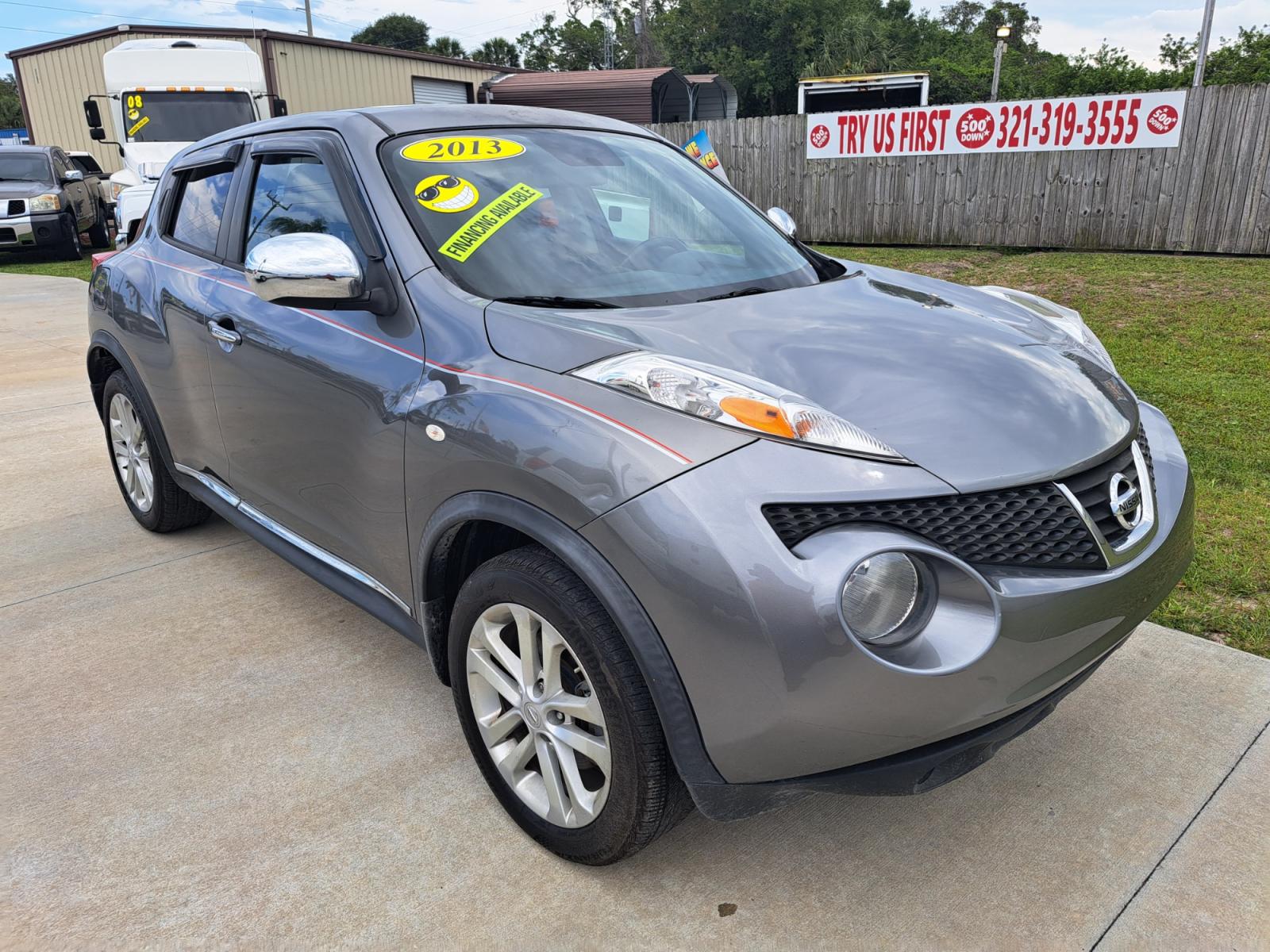 2013 Grey Nissan Juke S FWD (JN8AF5MR0DT) with an 1.6L L4 DOHC 16V engine, Continuously Variable Transmission transmission, located at 1181 Aurora Rd, Melbourne, FL, 32935, (321) 241-1100, 28.132914, -80.639175 - Photo #2