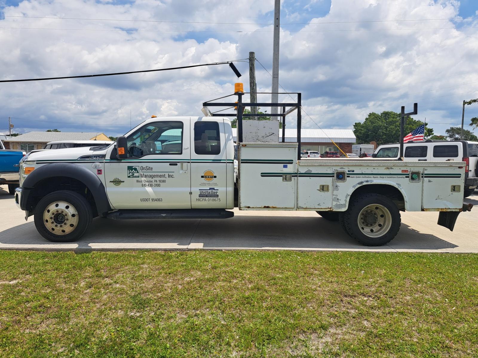 2012 White Ford F-450 SD SuperCab DRW 4WD (1FD0X4HT3CE) with an 6.7L V8 OHV 16V DIESEL engine, AUTOMATIC transmission, located at 1181 Aurora Rd, Melbourne, FL, 32935, (321) 241-1100, 28.132914, -80.639175 - Photo #0