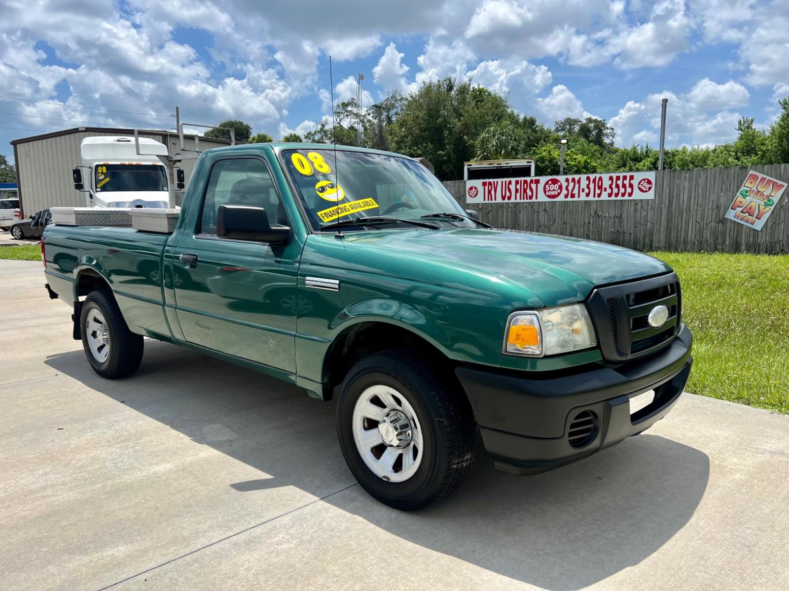 2008 GREEN Ford Ranger Sport 2WD (1FTYR10U98P) with an 3.0L V6 OHV 12V engine, AUTOMATIC transmission, located at 1181 Aurora Rd, Melbourne, FL, 32935, (321) 241-1100, 28.132914, -80.639175 - Photo #2